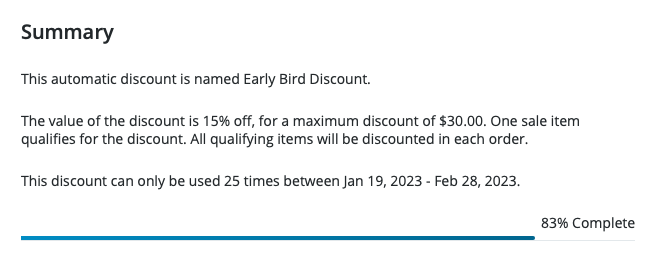 HQ Discount Summary Screenshot