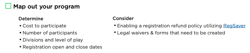 Map out your program