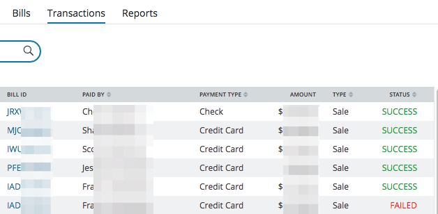 Transactions Screenshot